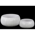 Urban Trends Collection 2 Piece Ceramic White Coated Round Flower Pot with Ribbed Side 1000 x 1000 x 525 in 35412